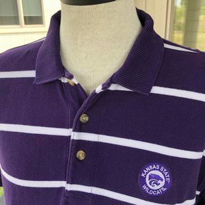 ANTIGUA Kansas State Purple/White Pique Knit Polo